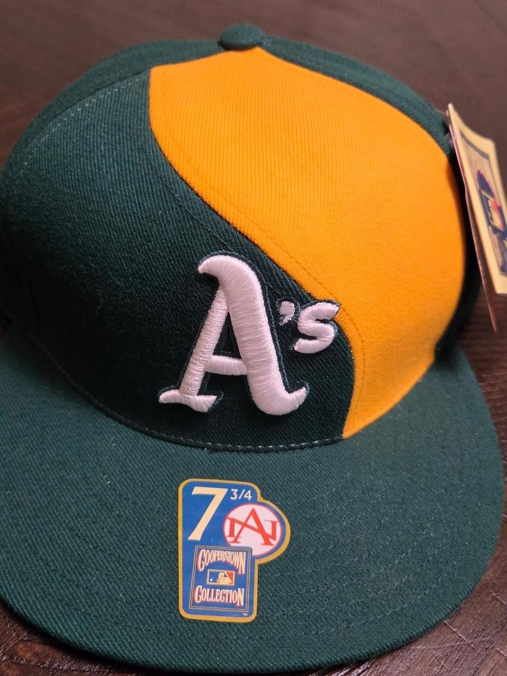 Vintage Oakland Athletics Cooperstown Collection green & yellow snapback hat #ML